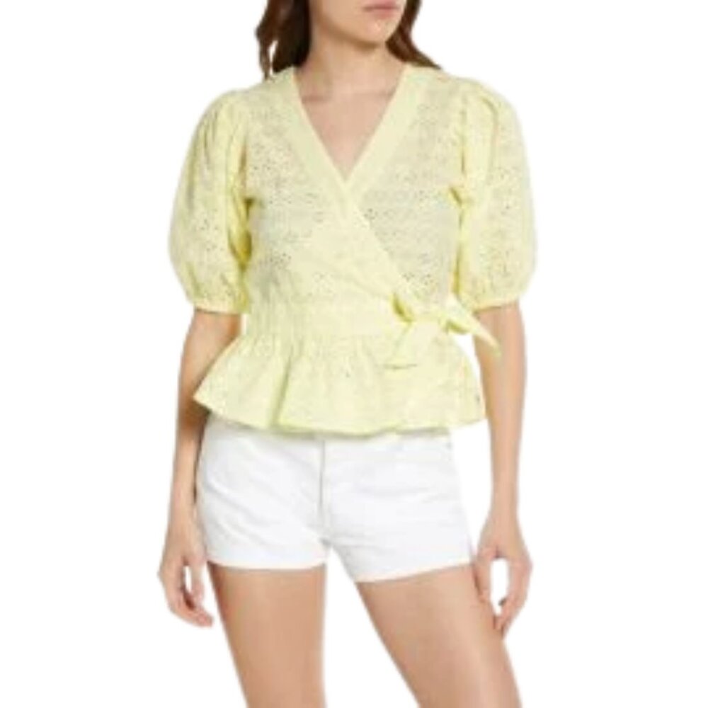 NWT Nordstrom Yellow Scotch & Soda Broderie Anglaise wrap size Small